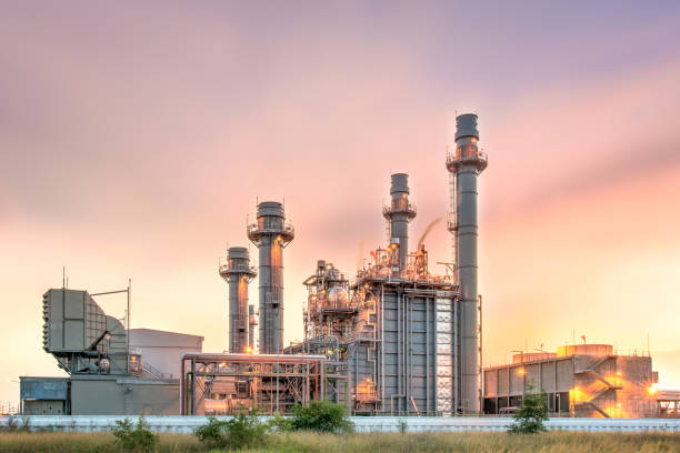 electric power plant during sunset time